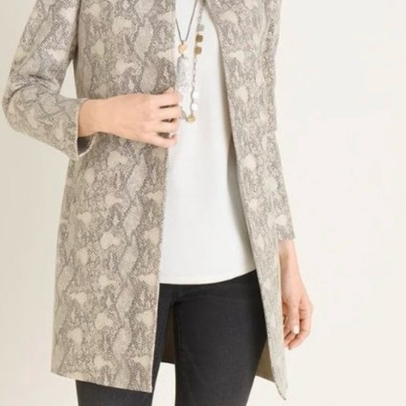 Chico's Gray and White Python Print Cardigan - Picture 3 of 12